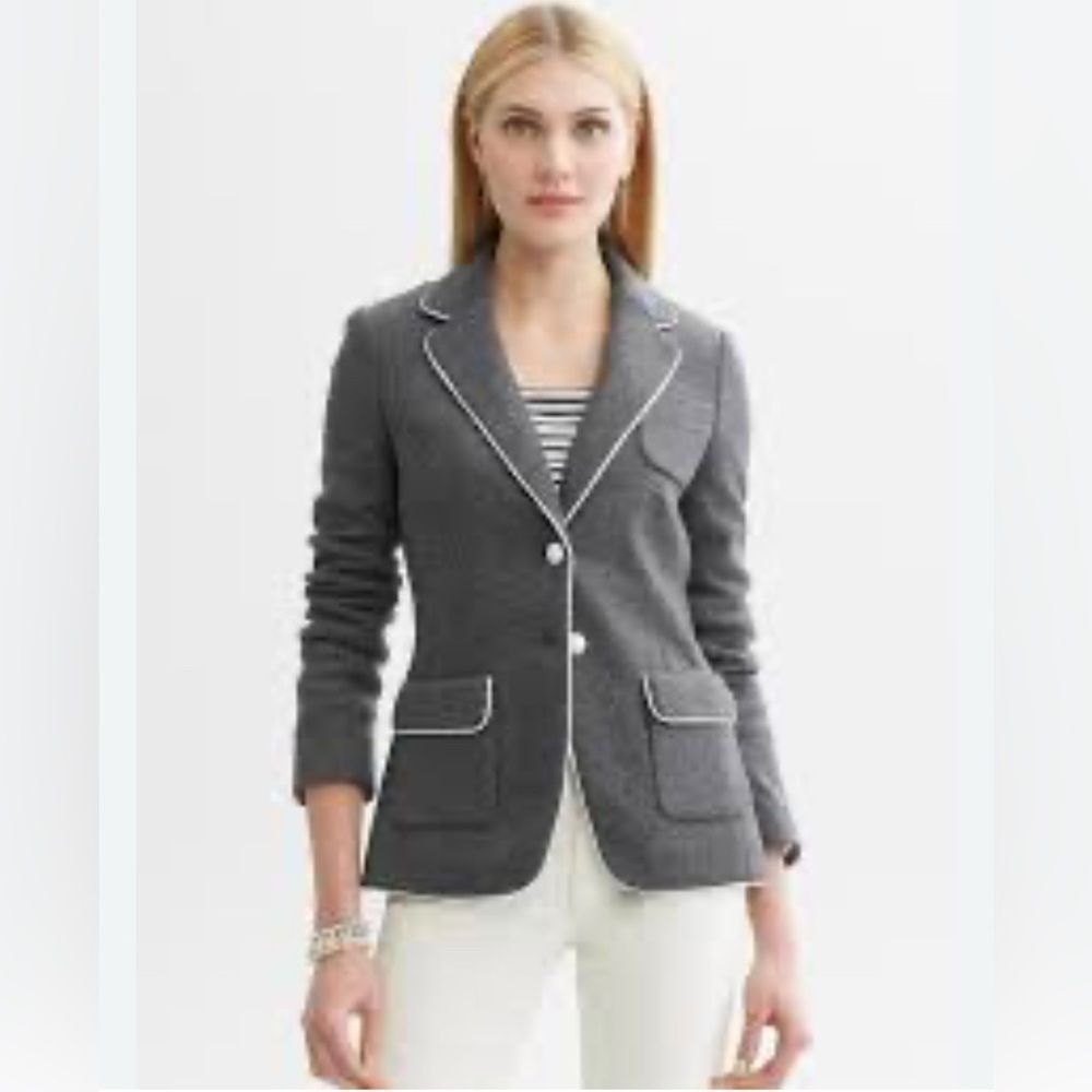 Banana Republic Preppy Grey Wool Blend Blazer